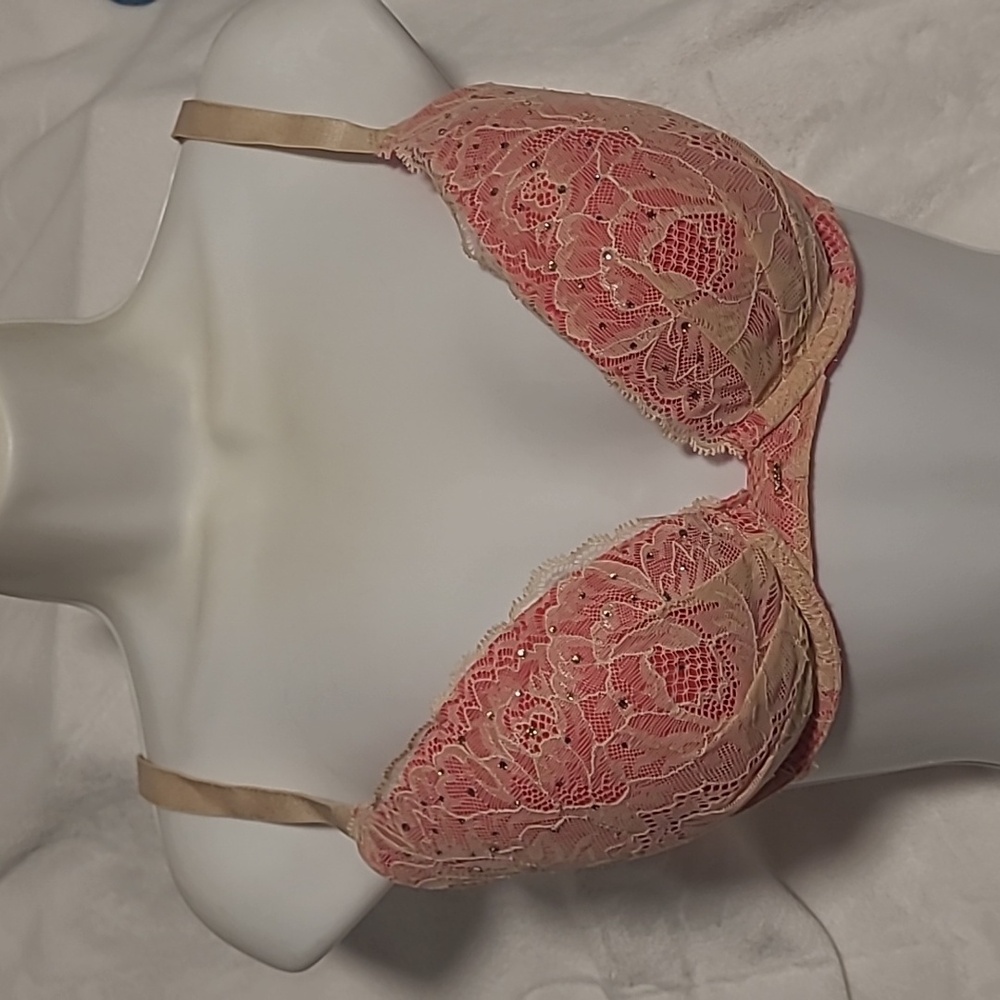 Victoria's Secret, 32DD, bra with rhinestone detail.